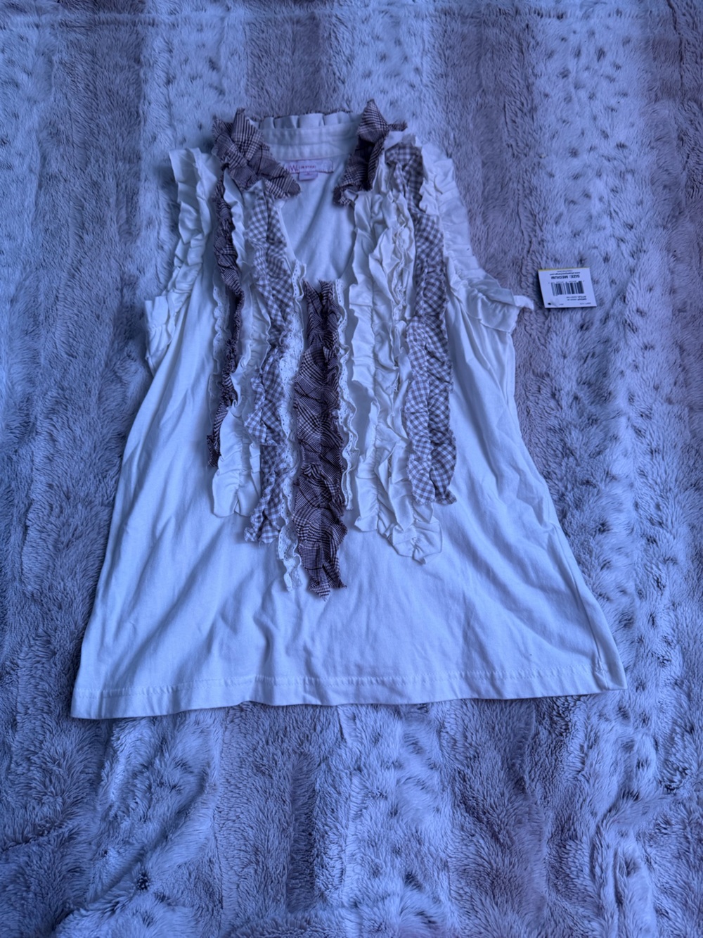 Women’s White Ruffle Detail top